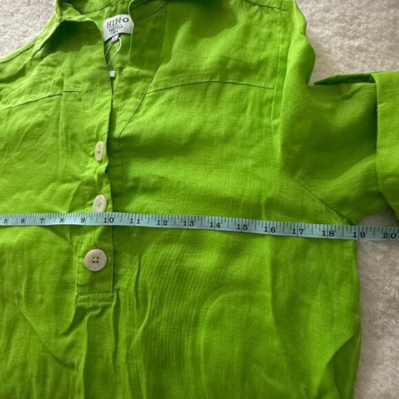 Hiho Sophia Dress Lime Green Linen Shirt Dress S - Picture 7 of 10